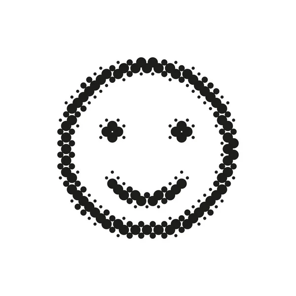 Tecken på leende, emoji halvton ikonen. Prickade grunge symbol för bläck fläckar. Texturerat designelement. Vektor — Stock vektor