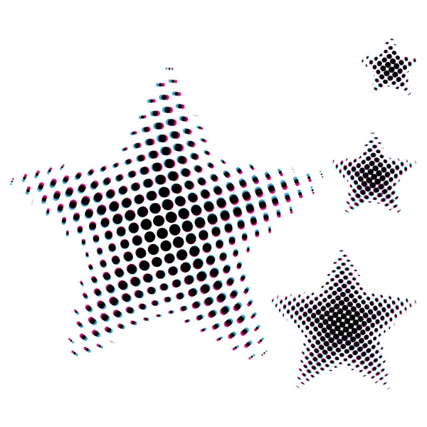 Conjunto de Estrela tamanho diferente no meio-tom. Ícones de estrelas para sites ou aplicativos isolados em fundo branco. Vetor — Vetor de Stock