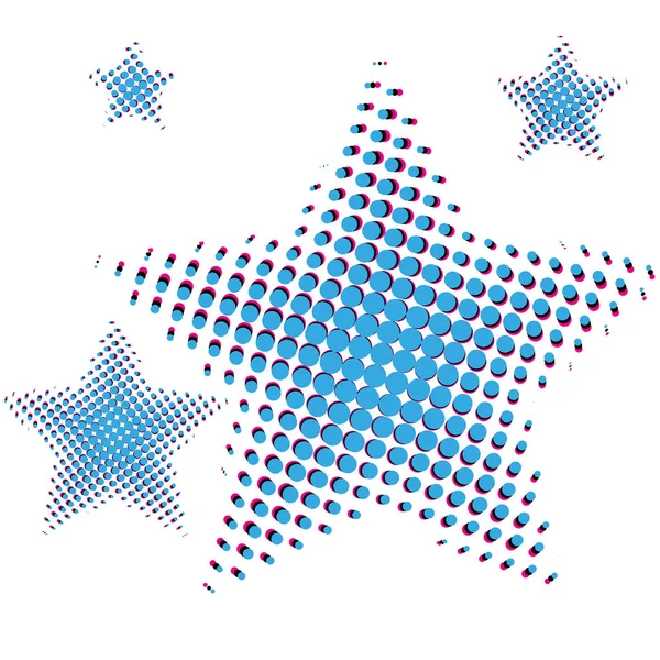 Satz blauer Stern in Halbton. Sterne-Symbole für Webseiten oder Anwendungen isoliert auf weißem Hintergrund. Vektor — Stockvektor