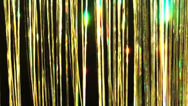 Gold Rain Tinsel Dynamic Background Shining Lights Sparkling Particles Beautiful — Stock Video