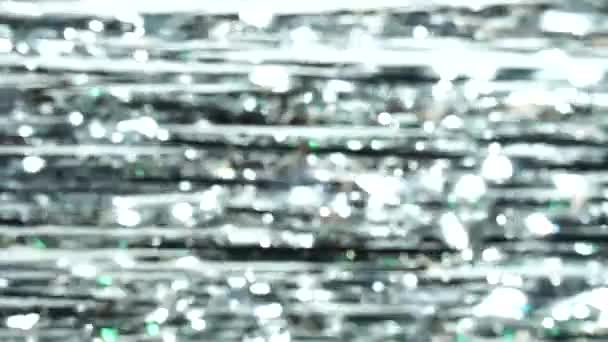 Абстрактный Горизонтальный Блестящий Фон Мишуры Серебристым Обезжиренным Боке Динамический Фон — стоковое видео