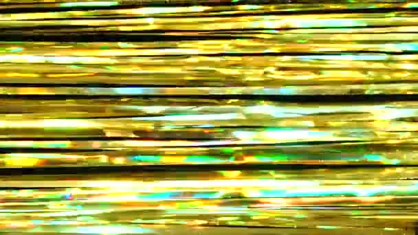 Fondo Brillante Horizontal Abstracto Oropel Dorado Hermoso Fondo Dinámico Luces — Vídeos de Stock