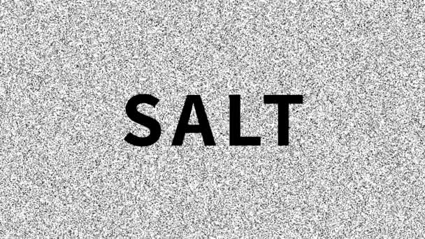 塩だ騒々しい古い画面上の食品の問題についての単語 Vの干渉をループさせるヴィンテージアニメーションの背景 ビデオ映像 — ストック動画