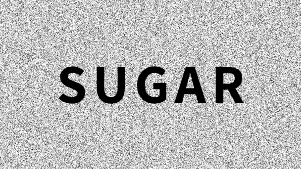 Azúcar Palabra Sobre Problemas Comida Vieja Pantalla Ruidosa Interferencia Vhs — Vídeos de Stock