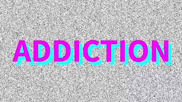 Addiction Word Medicine Problem Noisy Screen Looping Vhs Interference Vintage — Stock Video