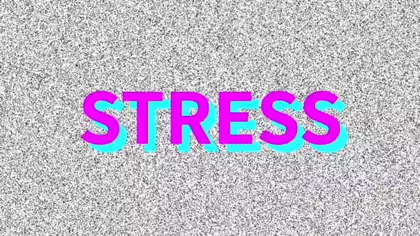 Stress Word Medicine Problem Noisy Old Screen Looping Vhs Interference — Stock Video