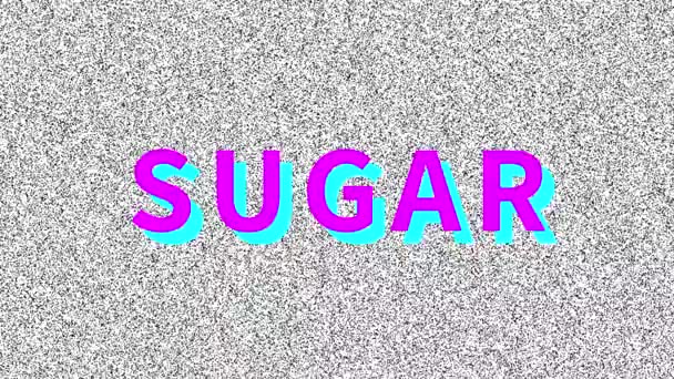 Zucker Wort Über Das Nahrungsmittelproblem Auf Dem Lärmenden Alten Bildschirm — Stockvideo