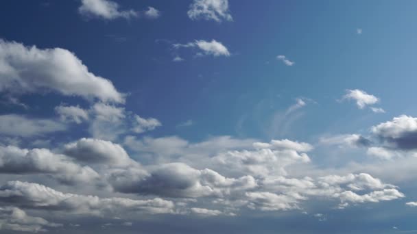 Jen Nebe Krásné Panorama Modré Oblohy Bílými Mraky Uvolňující Pohled — Stock video