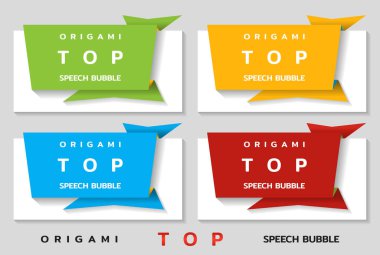 Origami kağıt afiş üst için. Katalog fiyat etiketi şablonu. Renkli çıkartmalar. Vektör