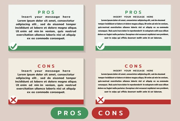 Pros Cons message windows. Correct Wrong. Design template for informative articles, weighing facts. Did you know. Vector — Stock Illustration Pros Cons message windows. Correct Wrong. Design template for informative articles, weighing facts. Did you know. Vector Stock Vector