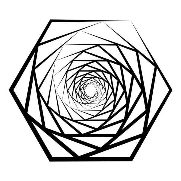 概要単純な幾何学的図形を持つ3次元背景。白に孤立した六角形のデザイン要素を回転させました。ベクトル — ストックベクタ