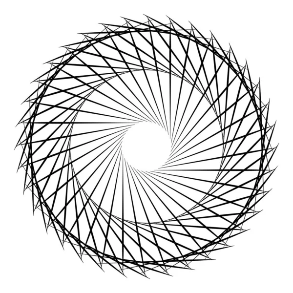 概要単純な幾何学的図形を持つ3次元背景。回転線だ。白に隔離された様式化された曼荼羅の要素。ベクトル — ストックベクタ