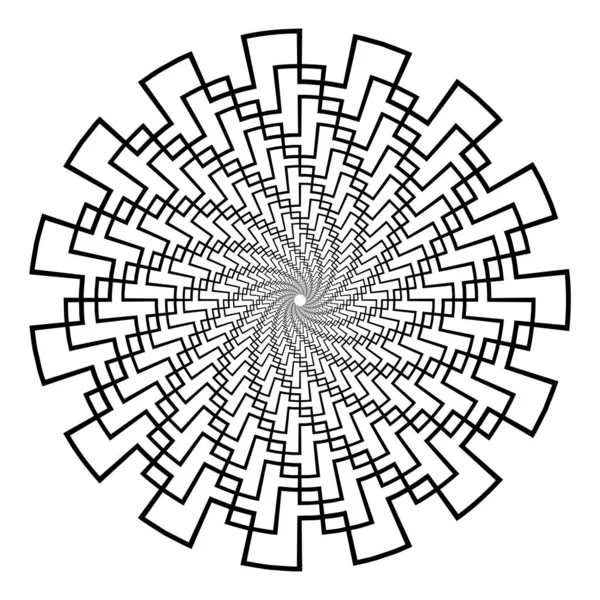 Geometrik şekilli soyut 3d arkaplan. Döndürülmüş stilize tünel, mandala, beyaz üzerine tasarım elementleri. Vektör — Stok Vektör