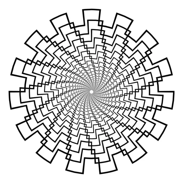 Streszczenie tła 3D z figurą geometryczną. Rotated stylizowany tunel, mandala, elementy projektowe na białym. Wektor — Wektor stockowy