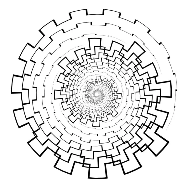 Αφηρημένο 3d φόντο με γεωμετρικό σχήμα. Περιστροφικά στυλιζαρισμένη σήραγγα, μαντάλα, σχεδιαστικά στοιχεία σε λευκό. Διάνυσμα — Διανυσματικό Αρχείο