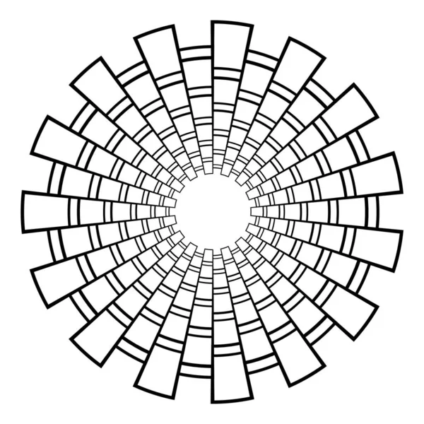 Αφηρημένο 3d φόντο με γεωμετρικό σχήμα. Πηγαίνει βαθιά τυποποιημένο τούνελ, mandala, στοιχεία σχεδιασμού σε λευκό. Διάνυσμα — Διανυσματικό Αρχείο