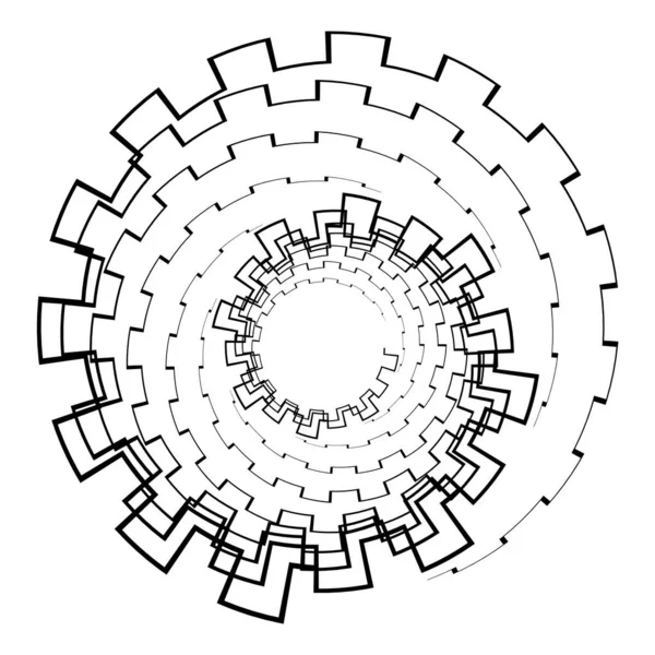 Abstraktní 3D pozadí s geometrickou postavou. Otočený stylizovaný tunel, mandala, designové prvky na bílém. Vektor — Stockový vektor