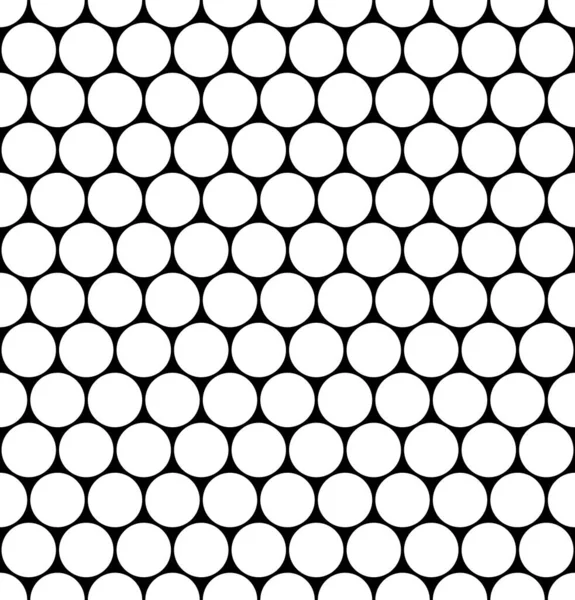 Nahtloses Monochromes Sechseckiges Gittermuster Aus Kreisen Honeycom Einfache Geometrische Textur — Stockvektor