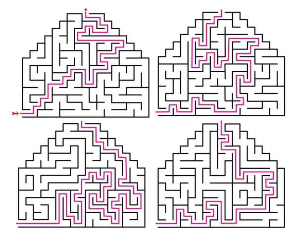 Набор Различных Лабиринтов Мбаппе Пазлов Развивающих Игр Векторная Иллюстрация — стоковый вектор