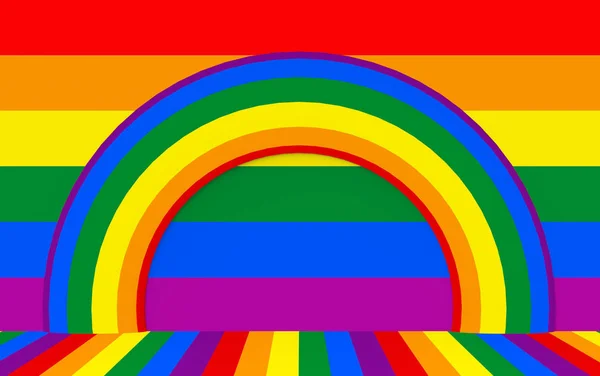 Renderizado Curva Arco Iris Lgbt Sobre Fondo Pared Flaje — Foto de Stock