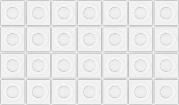 Απόδοση Μοντέρνα Απρόσκοπτη Λευκό Κυκλικό Σχήμα Μοτίβο Τετράγωνο Πλακίδιο Τοίχο — Φωτογραφία Αρχείου