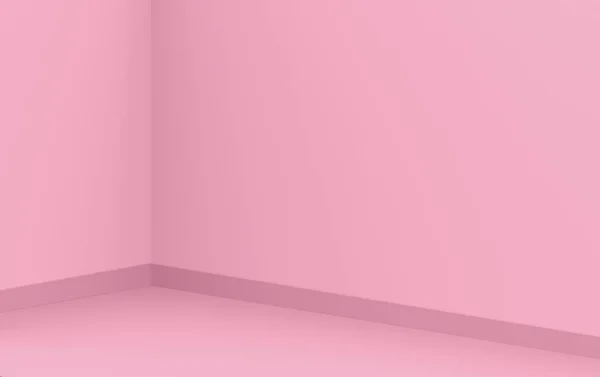 3D görüntüleme. yumuşak tatlı pembe köşeli oda duvarı zemin arka planı.
