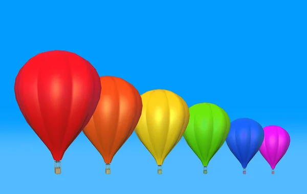 Weergave Zwevende Lgbt Regenboog Kleur Ballonnen Geïsoleerd Blauwe Lucht Achtergrond — Stockfoto