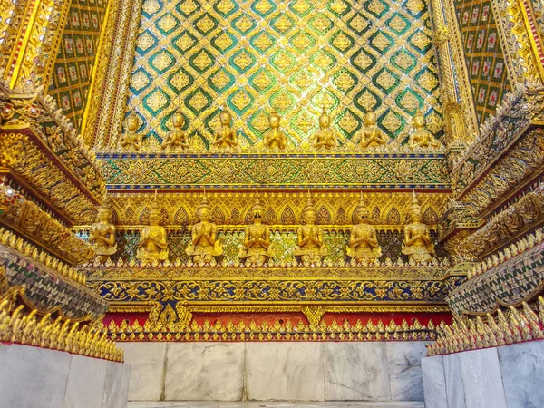 Traditionelle Thailändische Kunst Muster Kanok Wand Des Tempels Bei Großen — Stockfoto