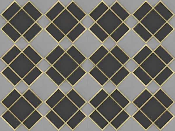 Rendering Seamless Modern Luxurious Golden Square Grid Pattern Wall Background — Stock Photo, Image