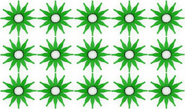 3D görüntüleme. Beyaz arka planda yıldız şeklinde kusursuz yeşil cam şişe..