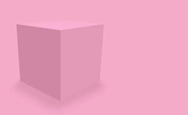 Рендеринг Пустой Розовый Кубик — стоковое фото