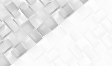 3d rendering. Abstract modern gray square tile cube box pattern on white background.