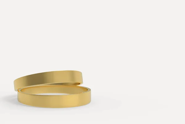 Darstellung Ein Paar Einfache Goldene Ringe Auf Grauem Hintergrund — Stockfoto