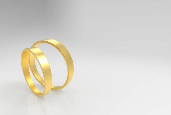 Rendering Couple Simple Golden Rings Gray Background — Stock Photo, Image