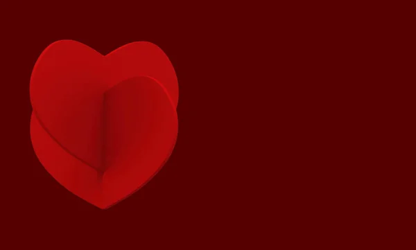Görüntüleme Boş Kırmızı Fotokopi Duvarı Arka Planında Iki Kırmızı Kalp — Stok fotoğraf