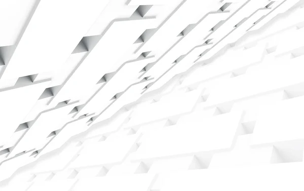Vykreslování Futuristický Moderní Bílá Geometrie Dlaždice Vzor Zeď Design Pozadí — Stock fotografie