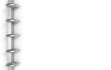 3D görüntüleme. Beyaz duvar arkaplanındaki basit gümüş yüzük ruloları.