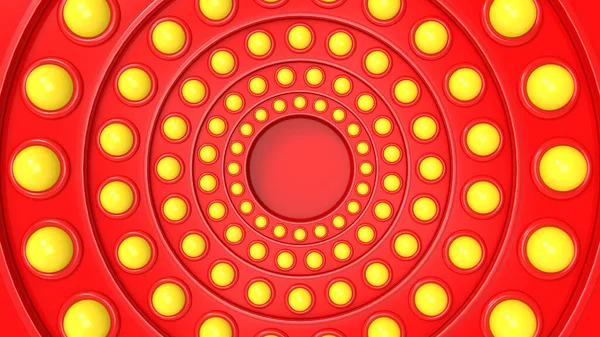 Rendering Small Yellow Sphere Red Circle Plat Tunnel Wall Background — Stock Photo, Image