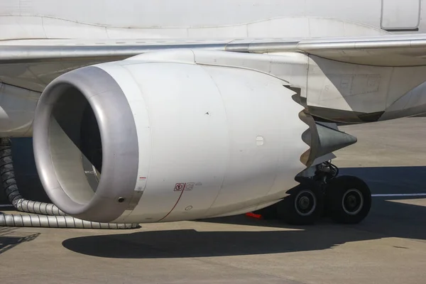 Turbine Engine Part Airplane Airport Runway Background — стоковое фото