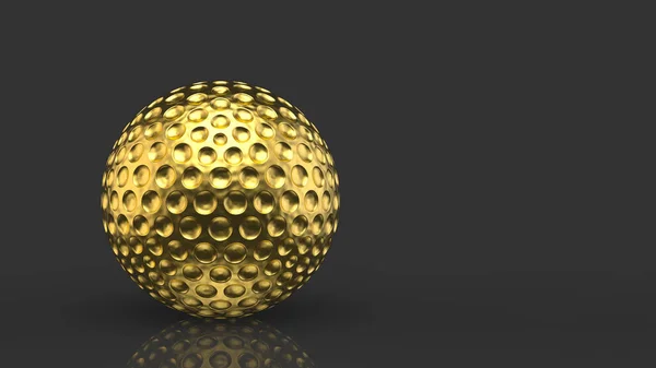3D görüntüleme. Koyu gri arka planda altın golf ödülü.