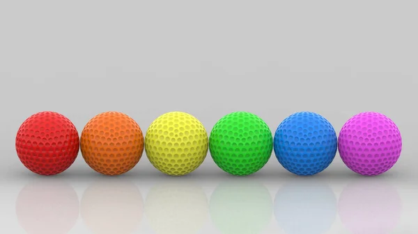 Renderização Lgbt Cor Arco Íris Golf Bolas Linha Fundo Parede — Fotografia de Stock