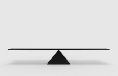 3d rendering. Empty blank black metal triangle balance scale with clipping path on gray background. clipart