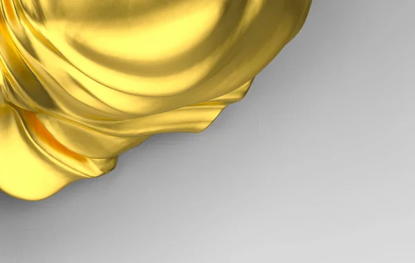 3Dレンダリング 灰色の壁の背景に豪華な金色のカーブプレート — ストック写真