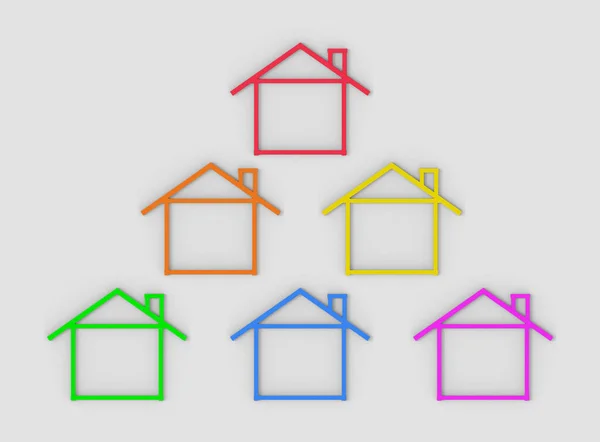 Rendering Colorful Lgbt Rainbow House Line Shape Gray Background — Stock Photo, Image