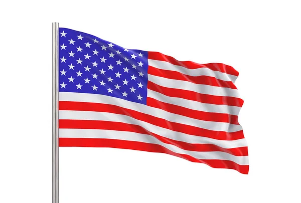 Απόδοση Windy Κυματίζει Ηπα Αμερικανική Εθνική Σημαία Clipping Διαδρομή Απομονωμένη — Φωτογραφία Αρχείου