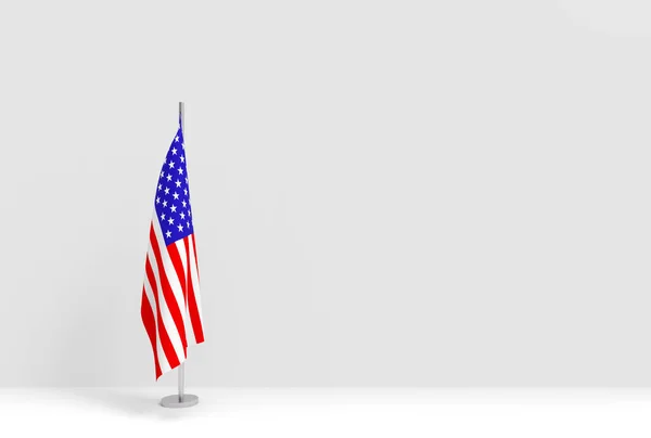 Απόδοση Αναδίπλωση Ηνωμένες Πολιτείες Της Αμερικής Εθνική Σημαία Κοντάρια Βάθρο — Φωτογραφία Αρχείου