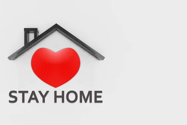 Rendering Oggetto Forma Cuore Rosso Forma Casa Con Soggiorno Home — Foto Stock