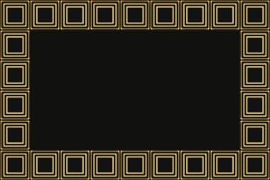 3D görüntüleme. modern lüks altın kare şablon çerçeve siyah duvar tasarım arka planı.