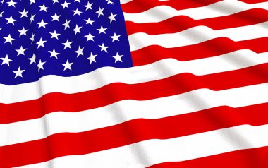 3D görüntüleme. Amerika Birleşik Devletleri Ulusal Bayrak Duvarı arkaplanını sallıyor.