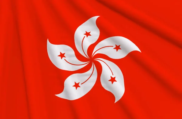 Rendering Waving Hong Kong National Flag Wall Background — Stock Photo, Image